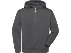 Daiber JN 839 Prac. mikina z bio bavlny, kapuce, "1/4" zip 02.0839 dark melange