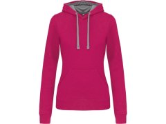 Kariban K 465 Dámská mikina s kontrastní kapucí 20.K465 fuchsia/fine grey