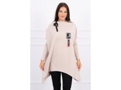 Oversize mikina s asymetrickými boky béžová