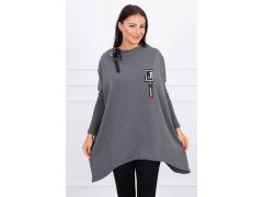 Oversize mikina s&nbsp;asymetrickými boky grafitová