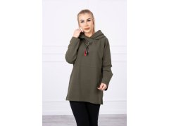Tunika na zip s kapucí Oversize khaki barva