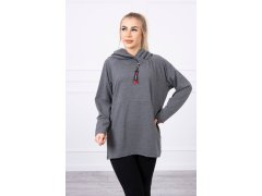 Oversize tunika s kapucí na zip v grafitové barvě