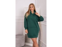 Zateplená mikina s vyšitým nápisem oversize tmavě zelená