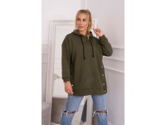 Zateplená mikina se zapínáním na druky khaki