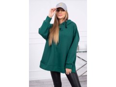 Zateplená mikina se zipem na boku tmavě zelená