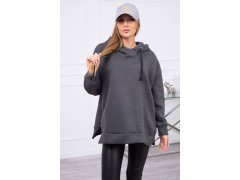 Zateplená mikina se zipem na boku grafitová