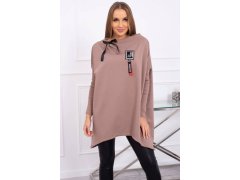 Oversize mikina s asymetrickými boky mocca