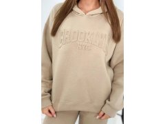 Izolovaná bavlněná souprava, mikina + kalhotami Brooklyn světle béžová