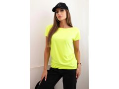 Dámská bavlněná basic blůza s krátkým rukávem neonově žlutý