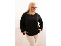 Dámská blůza Plus Size s bavlnou, kapsou a ohrnutým rukávem kiwi 7683266