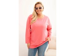Dámská blůza Plus Size bavlněná s&nbsp;kulatým výstřihem růžová