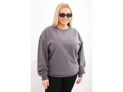 Dámská mikina s okrouhlým výstřihem Plus Size bavlněná basic grafitová