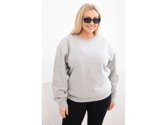 Dámská mikina Plus Size bavlněná basic s kulatým výstřihem šedá