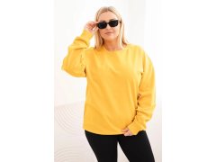 Dámská mikina s okrouhlým výstřihem Plus Size bavlněná basic hořčicová