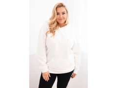 Dámská mikina s kapucí a klokaní kapsou Plus Size bavlněná bílá