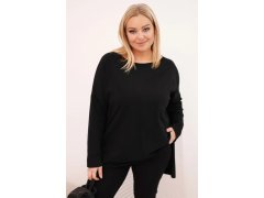 Dámská blůza Plus Size asymetrická s&nbsp;dlouhým rukávem černá