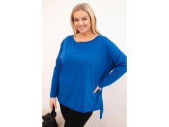 Dámská blůza Plus Size asymetrická s&nbsp;dlouhým rukávem chabrová