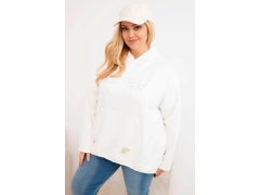 Dámská mikina Plus Size s&nbsp;kapucí a&nbsp;potiskem ecru