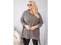 Dámská bavlněná mikina Plus Size s&nbsp;kapucí a&nbsp;pletenou vsadkou fango