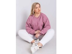 Pudrově růžová mikina plus size bez kapuce 6803567