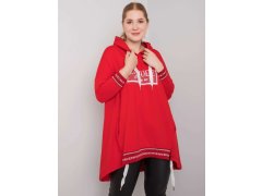 Dámská červená mikina plus size s kapsou