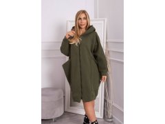 Oversize zateplená mikina v khaki barvě