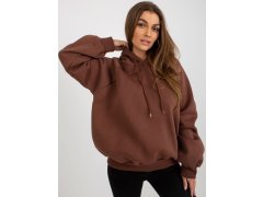 Tmavě hnědá basic oversized mikina s kapucí