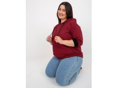 Dámská kaštanová mikina plus size velikosti s nápisem