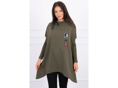 Oversize mikina s asymetrickými stranami khaki