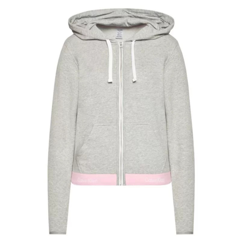 Mikina s kapucí QS5667E šedo-růžová - Calvin Klein