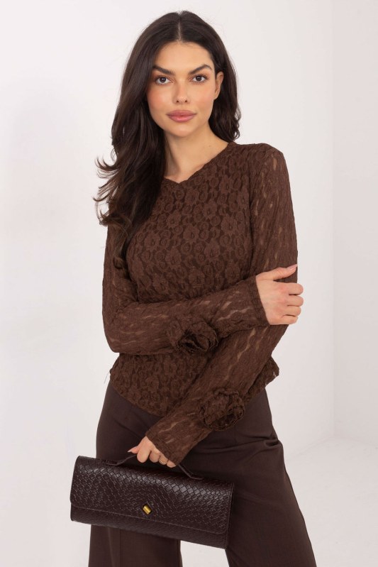 Hedvábná blůza s krajkou model 222451 Italy Moda