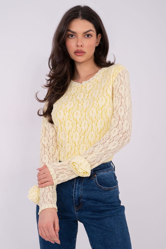 Hedvábná blůza s krajkou model 222453 Italy Moda