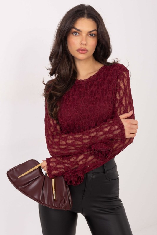 Hedvábná blůza s krajkou model 222455 Italy Moda
