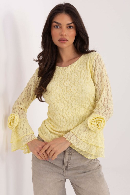 Hedvábná blůza s krajkou model 222737 Italy Moda