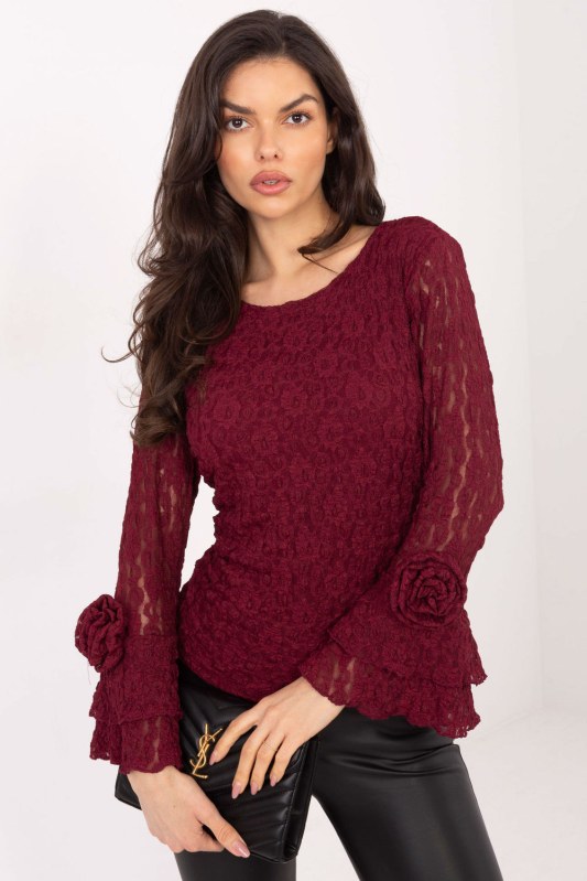 Hedvábná blůza s krajkou model 222740 Italy Moda