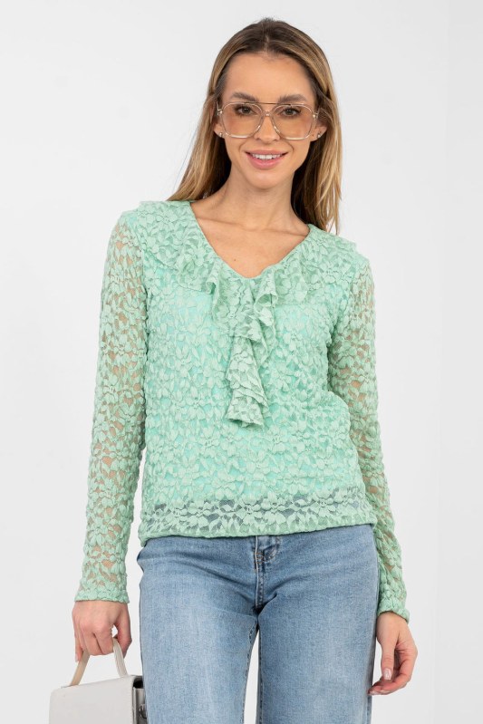 Hedvábná blůza s krajkou model 223839 Rue Paris