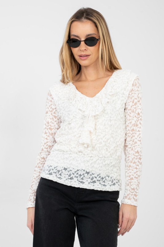 Hedvábná blůza s krajkou model 223842 Rue Paris