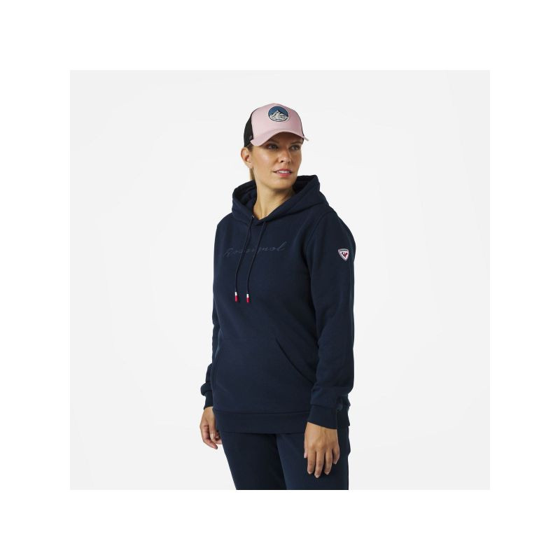 Mikina s&nbsp;kapucí Rossignol W LOGO SWEAT HOOD FL v&nbsp;tmavě modré barvě - Dámské oblečení mikiny
