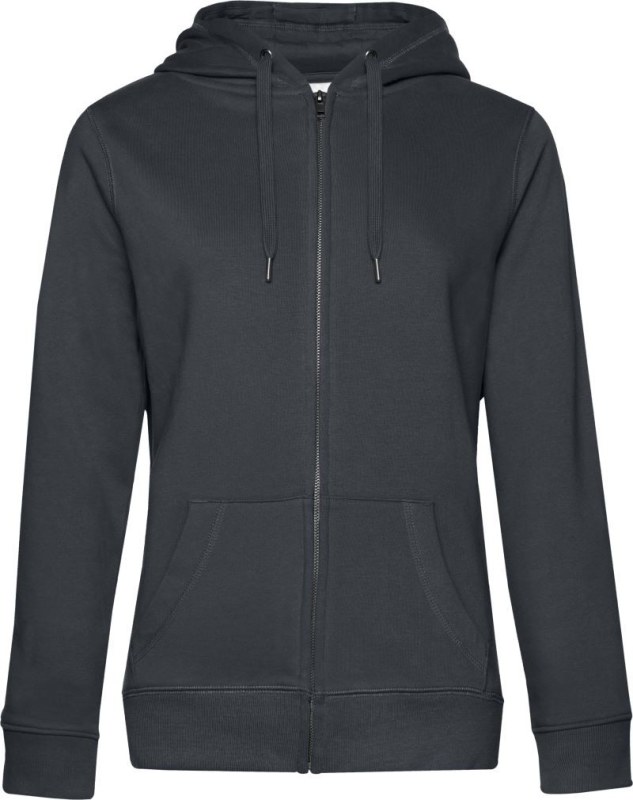 B&C QUEEN Zipped Hood_° Dámská mikina s&nbsp;kapucí 01.W03Q asphalt - Dámské oblečení mikiny