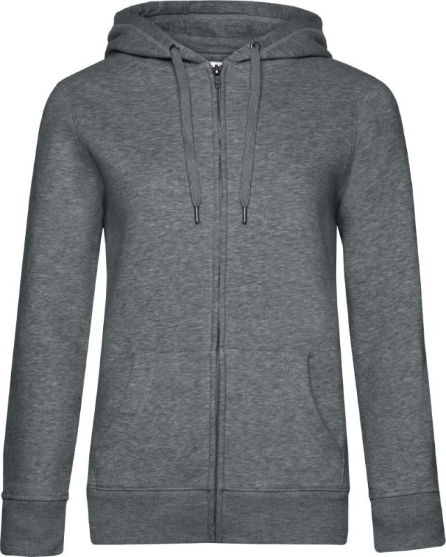 B&C QUEEN Zipped Hood_° Dámská mikina s&nbsp;kapucí 01.W03Q heather mid grey - Dámské oblečení mikiny