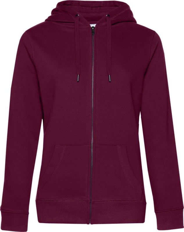 B&C QUEEN Zipped Hood_° Dámská mikina s&nbsp;kapucí 01.W03Q dark cherry - Dámské oblečení mikiny