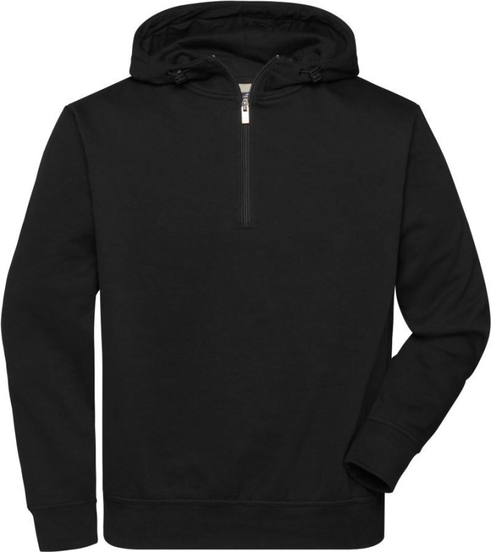 Daiber JN 839 Prac. mikina z&nbsp;bio bavlny, kapuce, "1/4" zip 02.0839 black - Dámské oblečení mikiny