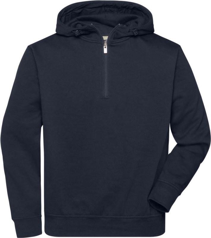 Daiber JN 839 Prac. mikina z bio bavlny, kapuce, "1/4" zip 02.0839 navy