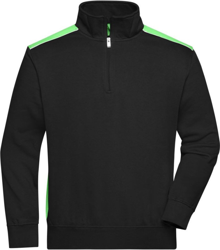 Daiber JN 868 Pracovní mikina s 1/4 zipem - Color 02.0868 black/lime green