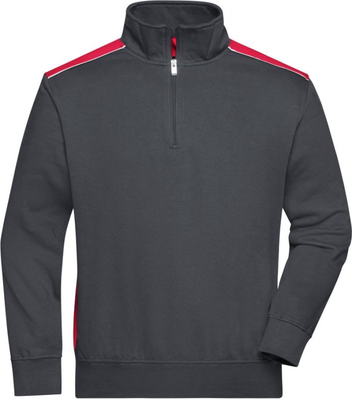 Daiber JN 868 Pracovní mikina s&nbsp;1/4 zipem - Color 02.0868 carbon/red - Dámské oblečení mikiny