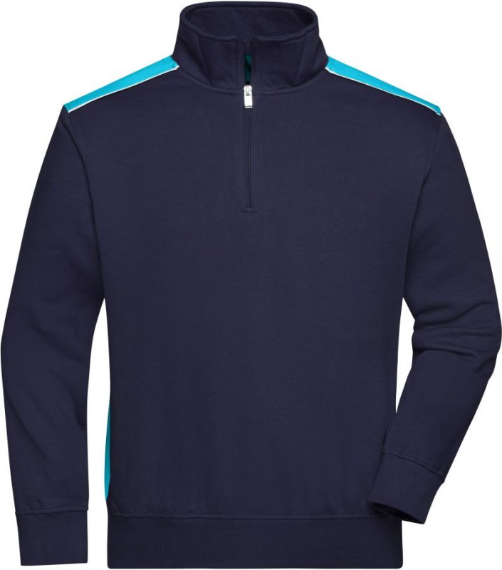 Daiber JN 868 Pracovní mikina s 1/4 zipem - Color 02.0868 navy/turquoise