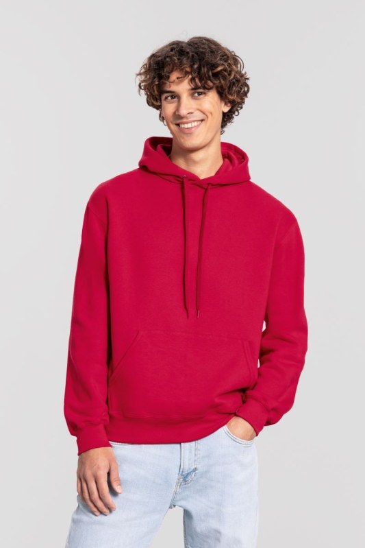 Fruit of the Loom Iconic Premium Hooded Sweat Mikina s kapucí z těžké bavlny 16.2284 red
