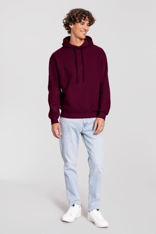 Fruit of the Loom Iconic Premium Hooded Sweat Mikina s kapucí z těžké bavlny 16.2284 burgundy