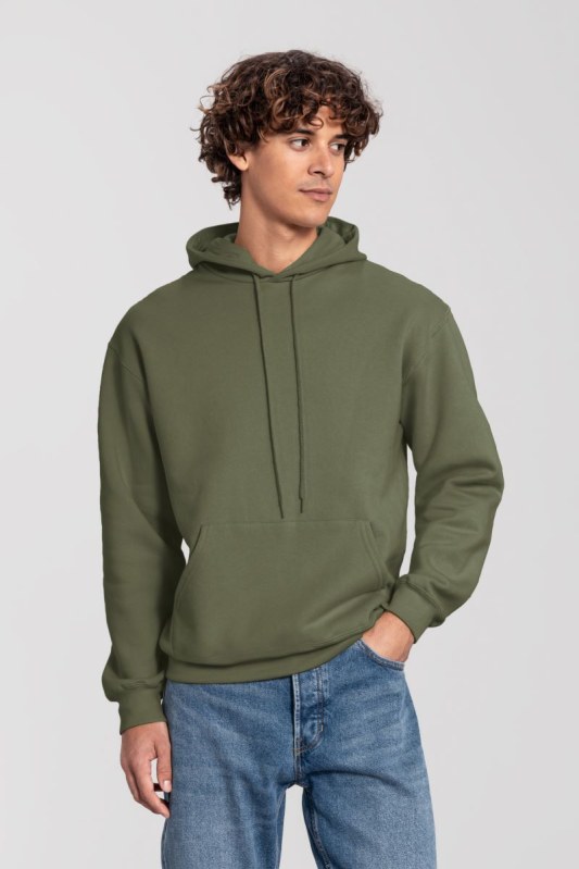Fruit of the Loom Iconic Premium Hooded Sweat Mikina s&nbsp;kapucí z&nbsp;těžké bavlny 16.2284 classic olive - Dámské oblečení mikiny
