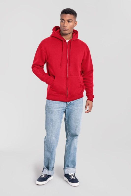 Fruit of the Loom Iconic Premium Hooded Sweat Jacket Mikina s kapucí z těžké bavlny 16.2286 red